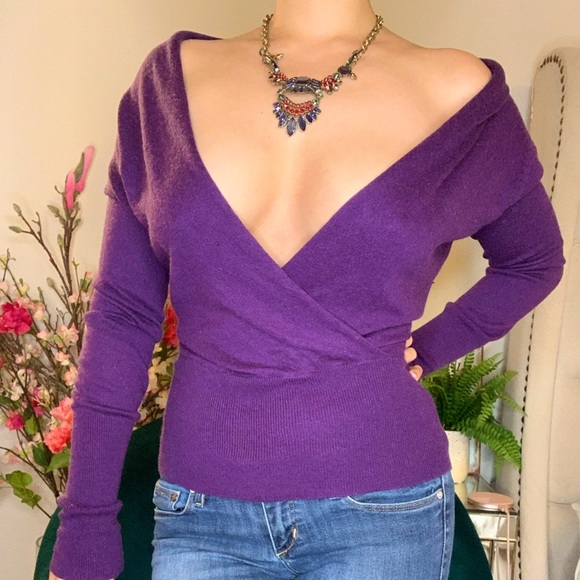 *SOLD* BCBG Super Soft Deep Plunge Knit Sweater - Picture 2 of 5